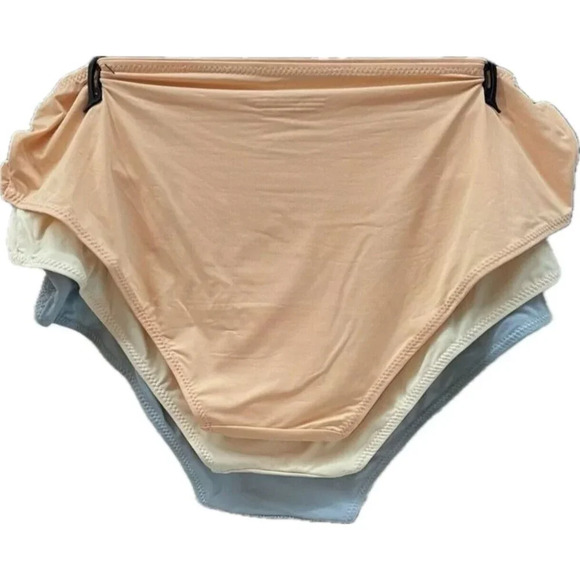 Lucky Brand L Blue- Coral-Cream Logo Tag Moisture Wicking Hipster Panties-3 Pk - Picture 3 of 4
